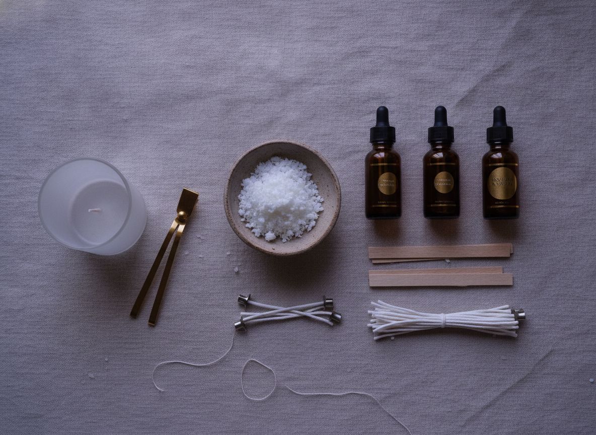 Premium candle raw materials including soy wax and fragrance oils